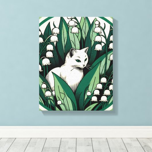 白猫 キャンバスプリント (インサイチュ (ウッドフロア))