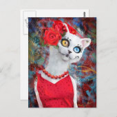 白猫(バラ) ポストカード (正面/裏面)