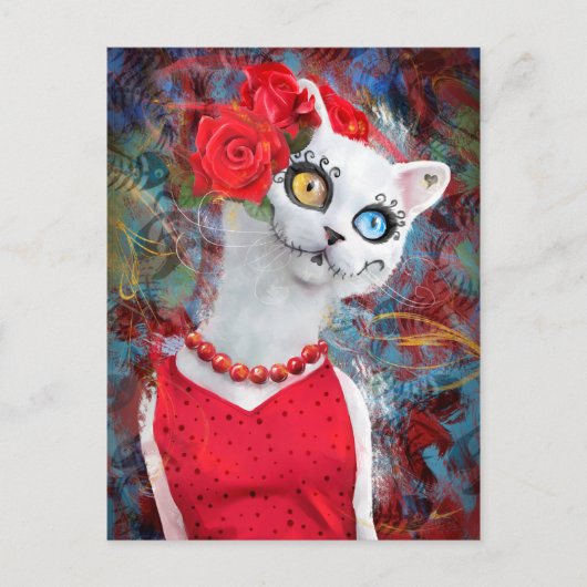 白猫(バラ) ポストカード (正面)