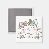 白猫、子猫、子猫動物 マグネット (正面/裏面)