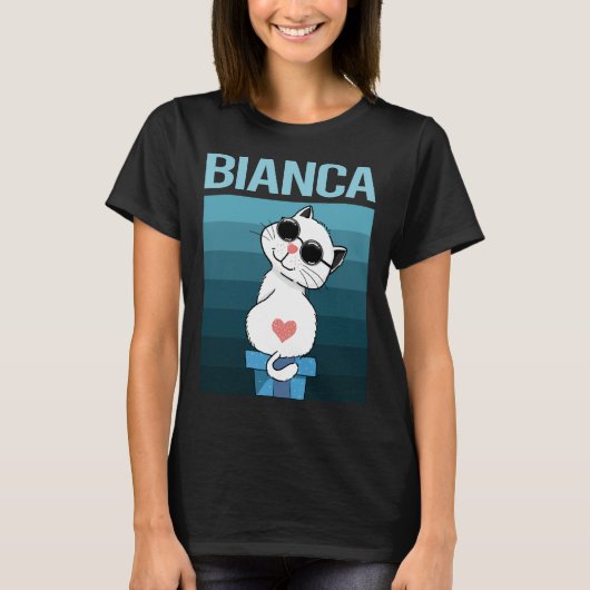 白猫 – Biancaの名前 Tシャツ (正面)