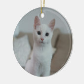 白猫 | Zazzle_Growshop。 セラミックオーナメント (左)