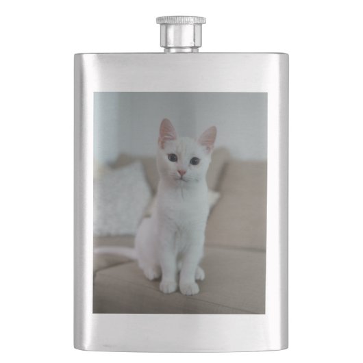 白猫 | Zazzle_Growstore フラスク (正面)