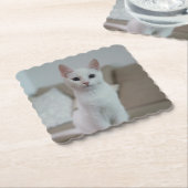 白猫 | Zazzle_Growstore ペーパーコースター (アングル)