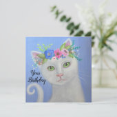 白猫Iフラワークラウンお洒落アート (スタンド正面)