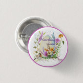 白玉小鳥カラフル花フローラ 缶バッジ (正面&裏面)