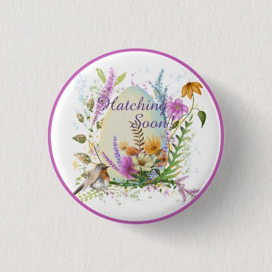 白玉小鳥カラフル花フローラ 缶バッジ (正面)