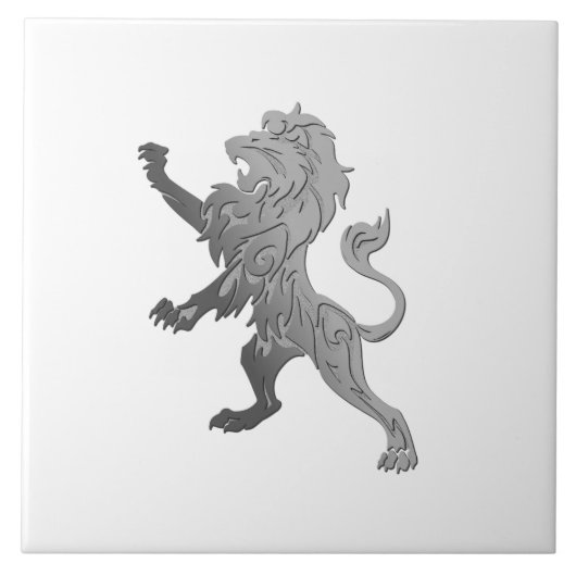 白王室の陶瓦に獅子 タイル (正面)