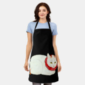 白生姜日本の猫 エプロン (着用した状態)