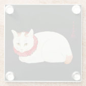 白生姜日本の猫 ガラスコースター (裏面)