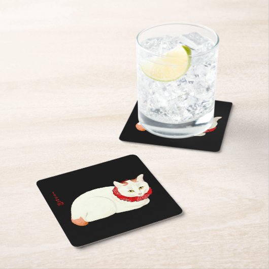 白生姜日本の猫 スクエアペーパーコースター