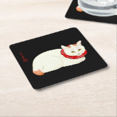 白生姜日本の猫 スクエアペーパーコースター (アングル)