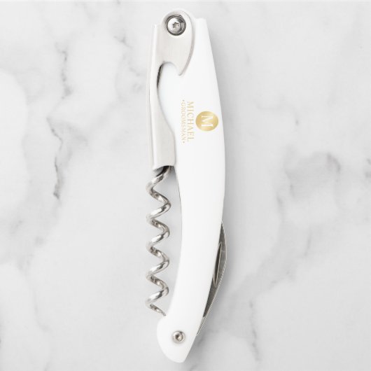 白男らしと金ゴールドのグパーソナライズされたロームズ ソムリエナイフ (正面)