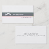 白男らしのグレーストライプとモノグラムの赤 名刺 (正面/裏面)