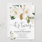 白男女兼用フローラツインズ赤ちゃんシャワー 招待状 (正面)