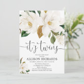 白男女兼用フローラツインズ赤ちゃんシャワー 招待状 (スタンド正面)