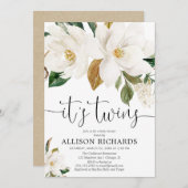 白男女兼用フローラツインズ赤ちゃんシャワー 招待状 (正面/裏面)