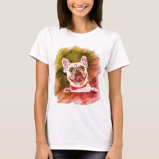 白短毛の犬 Tシャツ (正面)