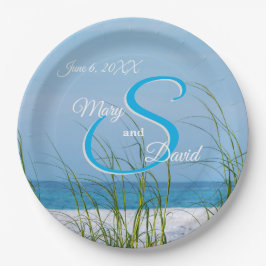 白砂の紙プレートの海の結婚麦の線 ペーパープレート