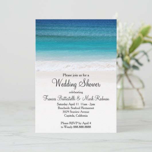 白砂海ビーチ結婚式シャワー招待状 招待状 (スタンド正面)