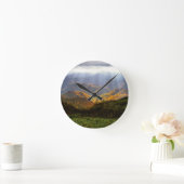 白神山地に照らす太陽 ラウンド壁時計 (ホーム)