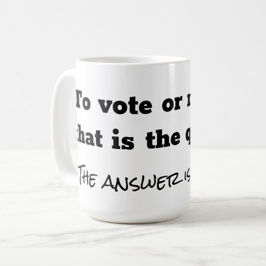 白票を投ずるか否かを決める コーヒーマグカップ (正面左)