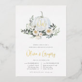 白秋カボチャ緑のリハーサルディナー 箔招待状 (正面)