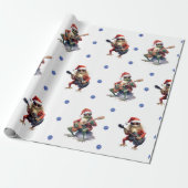 白笑わされる上のカエルのロックバンドクリスマス ラッピングペーパー (アンロールド)