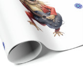 白笑わされる上のカエルのロックバンドクリスマス ラッピングペーパー (ロールコーナー)