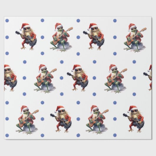 白笑わされる上のカエルのロックバンドクリスマス ラッピングペーパー (シーム)
