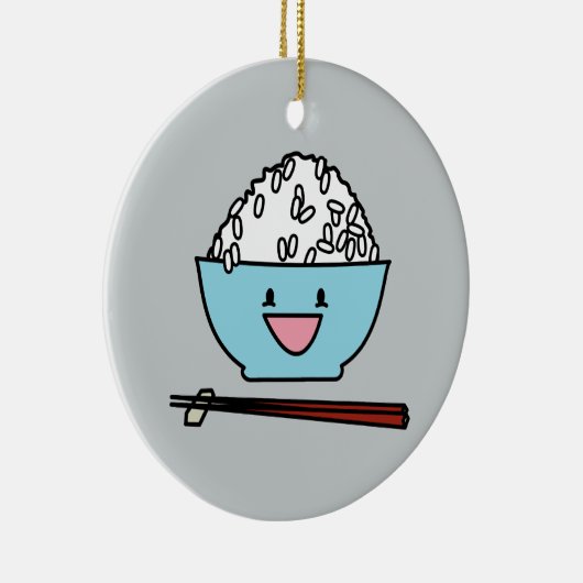 白米の箸のキャブレターの幸せなボール セラミックオーナメント (右)