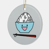 白米の箸のキャブレターの幸せなボール セラミックオーナメント (左)