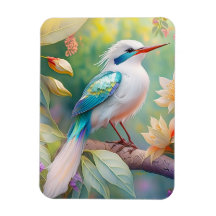 白紋玉虹色ティール（緑がかった色）羽ファンタジー鳥