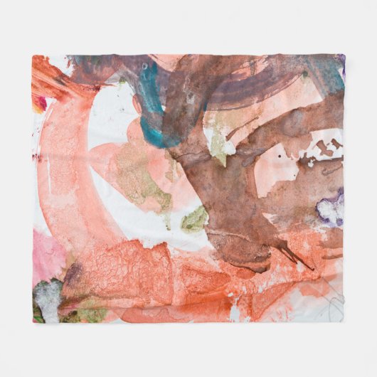 白紙の上にインクの汚れ,アクリル,アート, フリースブランケット (正面(横))