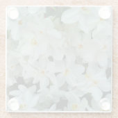 白紙水仙の繊細な白い花 ガラスコースター (裏面)