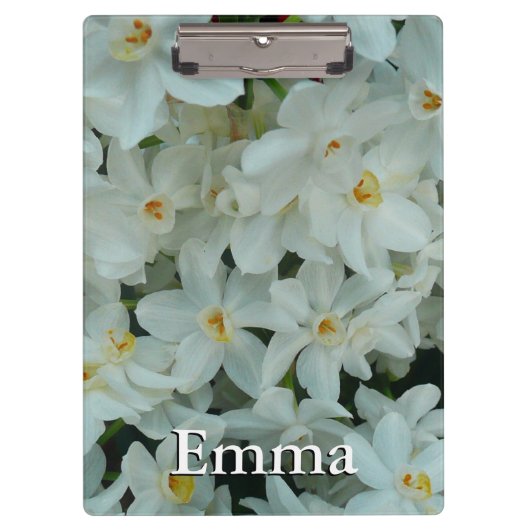 白紙水仙の繊細な白い花 クリップボード (正面)