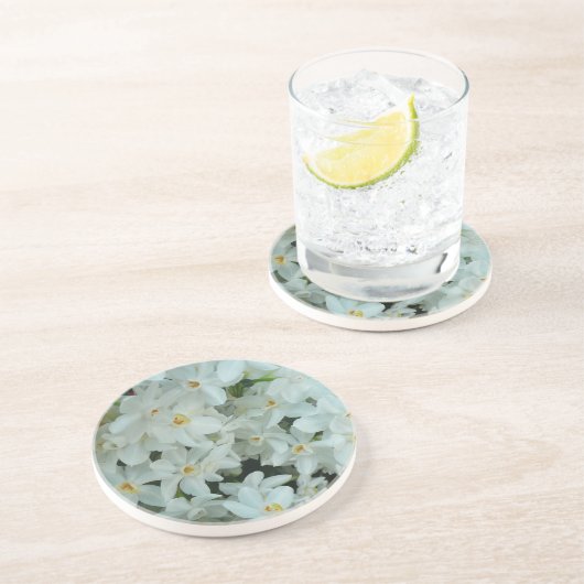 白紙水仙の繊細な白い花 コースター (側面)