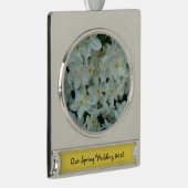 白紙水仙の繊細な白い花 シルバープレートバナーオーナメント (右)