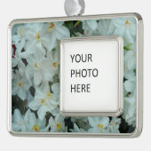 白紙水仙の繊細な白い花 シルバープレートフレームオーナメント (左)