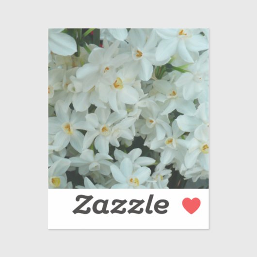 白紙水仙の繊細な白い花 シール (シート)