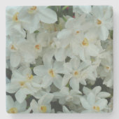 白紙水仙の繊細な白い花 ストーンコースター (正面)