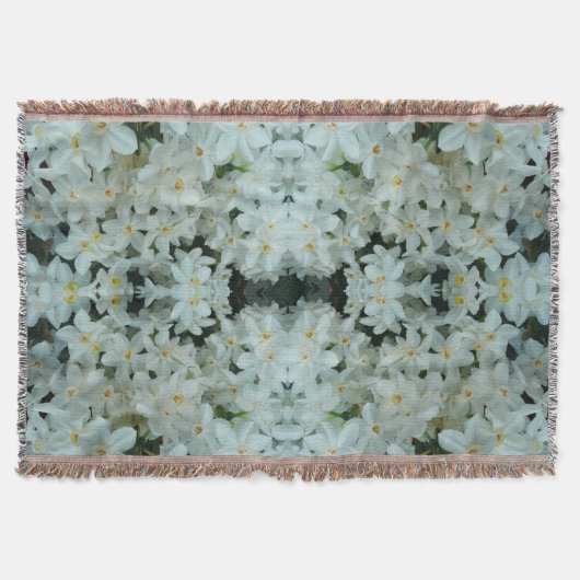 白紙水仙の繊細な白い花 スローブランケット (正面)