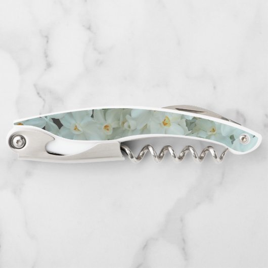 白紙水仙の繊細な白い花 ソムリエナイフ (正面)