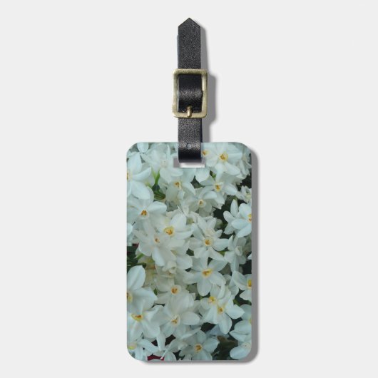 白紙水仙の繊細な白い花 ラゲッジタグ (正面縦)