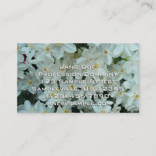 白紙水仙の繊細な白い花 名刺 (正面)