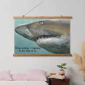 白素晴らしいサメの歯の列 吊り下げ型タペストリー (寝室)