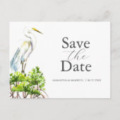 白素晴らしいヘロンの日付を保存 ポストカード (正面)