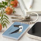 白素晴らしいペリカン長方形キーチェーン キーホルダー (正面右)