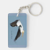 白素晴らしいペリカン長方形キーチェーン キーホルダー (裏面)