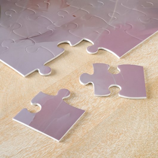 白素晴らしとピンクの牡丹の水彩画 ジグソーパズル (側面)